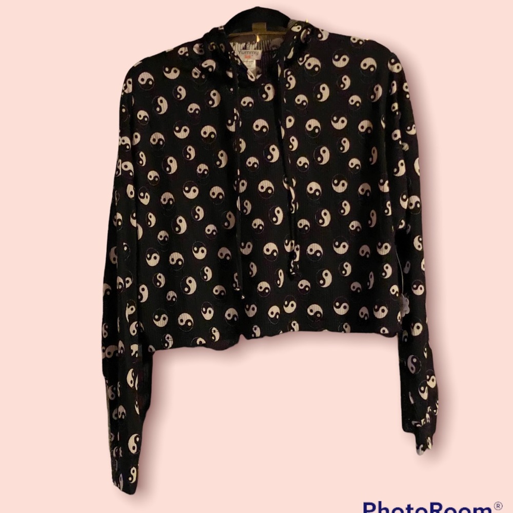 NEW•Yin & Yang juniors plus LS ribbed cropped hoodie sz1X